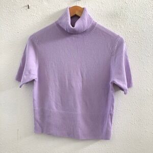 NWT PARADOX Cashmere Blend Turtleneck Short Sleeve Sweater Size Large